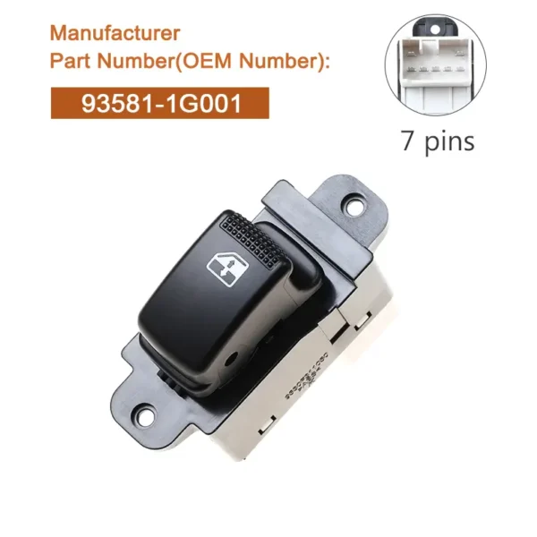 Power Window Switch for Kia Rio 2006-2011, Pride Hybrid 2006-2008 Replacement OE 935811G001